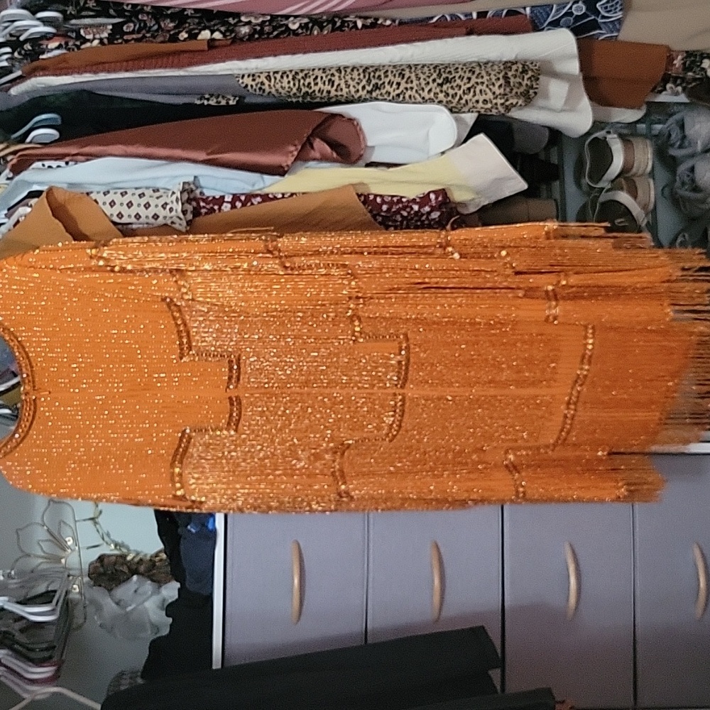 Orange Fringe Dress - Picture 6 of 7